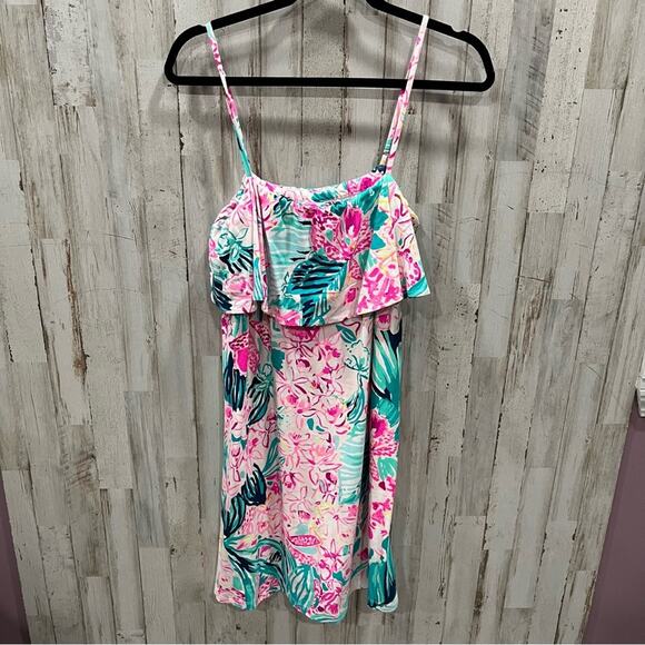 Lilly Pulitzer Pink and Green Floral Mini Dress - Picture 2 of 8